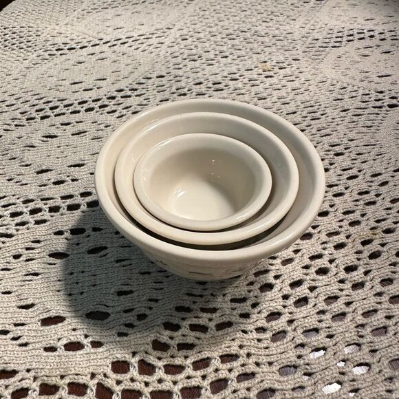 Longaberger Miniature Mixing Bowl Set Collectors Club White/blue - Picture 6 of 8